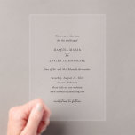 Invitaciones Acrílicas Raquel Classic Elegant Wedding Save the Date<br><div class="desc">Elegante boda ahorra la fecha con un diseño simple y clásico con fuentes serif tradicionales y elegantes de escritura.</div>