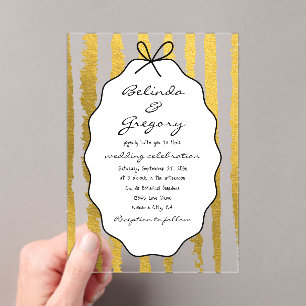 Invitaciones Acrílicas Rayas Caprichosas Pintadas a Mano Boda