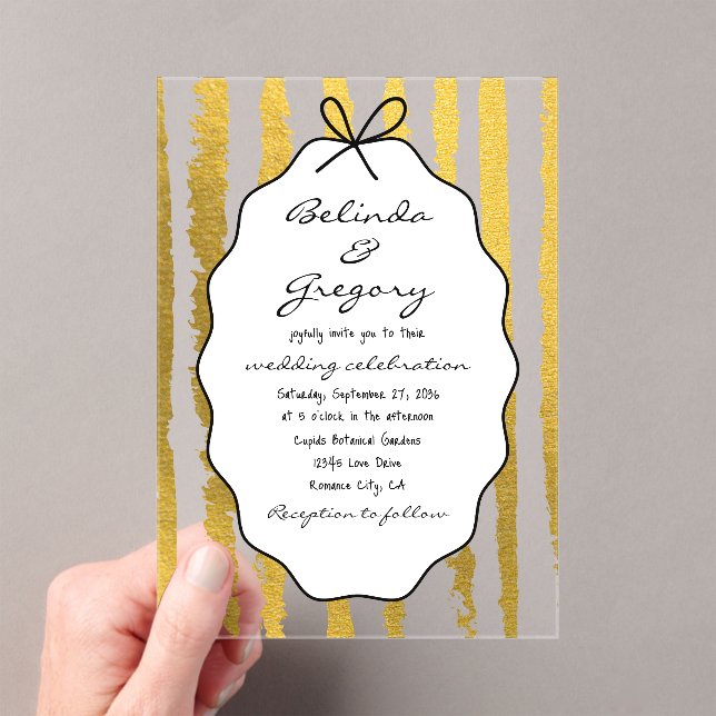 Invitaciones Acrílicas Rayas Caprichosas Pintadas a Mano Boda  (Insitu (portátil))
