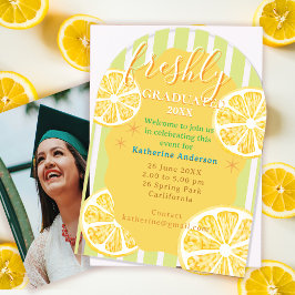 Invitaciones Acrílicas Rayas de Limón Recién Graduadas