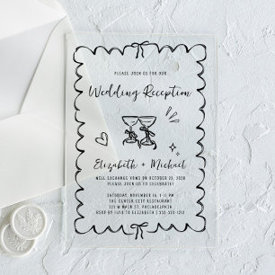 Invitaciones Acrílicas Recepción de Boda Caprichosa a Mano Alzada