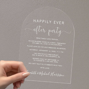Invitaciones Acrílicas Recepción de Boda con Arco de Letra Cursiva Blanca