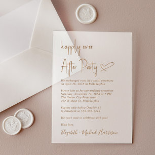 Invitaciones Acrílicas Recepción de Boda con Escritura Dorada Chic Helada