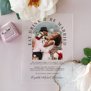 Invitaciones Acrílicas Recepción de Boda con Foto del Arco Elegante