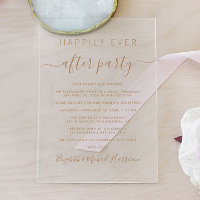 Recepción de boda con guión dorado para siempre fe