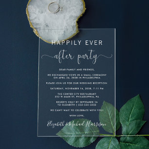 Invitaciones Acrílicas Recepción de Boda con Letra Blanca Elegante