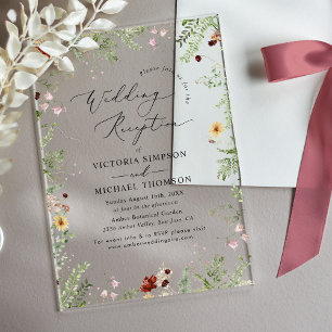 Invitaciones Acrílicas Recepción de Boda Floral Boho Moderna