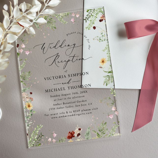 Invitaciones Acrílicas Recepción de Boda Floral Boho Moderna (Subido por el creador)