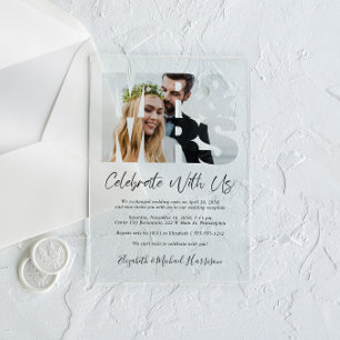 Invitaciones Acrílicas Recepción de Boda Foto Sr Sra