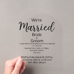 Invitaciones Acrílicas Recepción de Boda Minimalista Simple Estamos Casad