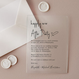 Invitaciones Acrílicas Recepción de Boda Moderna Feliz Para Siempre