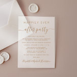 Invitaciones Acrílicas Recepción de moda con guión dorado de boda con esc<br><div class="desc">Moda o invitación de boda privado y la recepción de bodas congelaron invitación de acrílico. "Feliz eterno después del Fiesta" está escrito en una mezcla de simple tipografía de oro y un elegante guión de oro con toques. Personalice su invitación boda y la invitación a la recepción y agregue sus...</div>