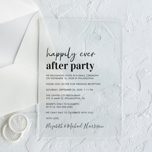 Invitaciones Acrílicas Recepción mínima de boda moderna (Make your wedding reception unforgettable with stunning acrylic invitations—modern, elegant, unique!)