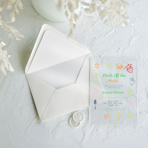Invitaciones Acrílicas Recién Salida del Mercado Cumpleaños de Boda Dibuj