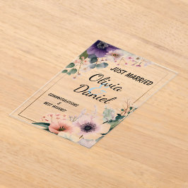 Invitaciones Acrílicas Recuerdo de Boda Floral Elegante