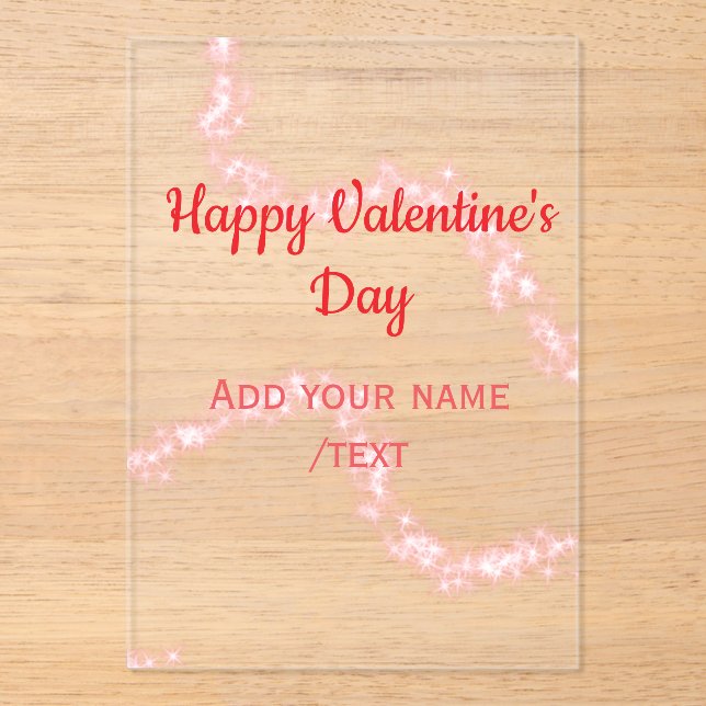 Invitaciones Acrílicas Red glitter lines happy Valentine's day spiral nam (Anverso)