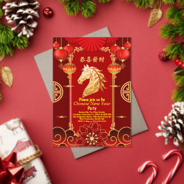 Invitaciones Acrílicas Red & Gold Festive Chinese Year of the Horse