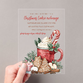 Invitaciones Acrílicas Red Green Festive Cookie Exchange Christmas Party