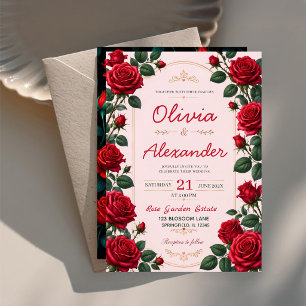 Invitaciones Acrílicas Red Rose Classic Romantic Elegant Floral
