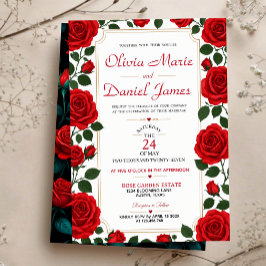 Invitaciones Acrílicas Red Rose Classic Rose Garden Elegant Floral