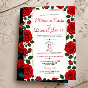 Invitaciones Acrílicas Red Rose Classic Rose Garden Elegant Floral