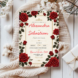 Invitaciones Acrílicas Red Rose Romantic Floral Elegant Rose Garden