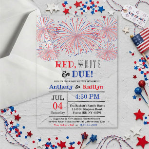Invitaciones Acrílicas Red, White & Due! 4 de Julio Baby Shower