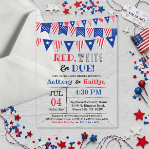 Invitaciones Acrílicas Red, White & Due! 4 de Julio Baby Shower