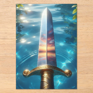 Invitaciones Acrílicas Reflejo Místico del Arte de la Espada de Fantasía 