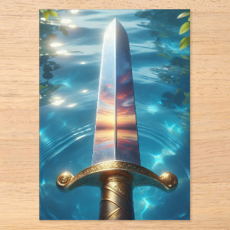 Invitaciones Acrílicas Reflejo Místico del Arte de la Espada de Fantasía 