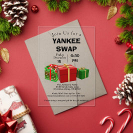 Invitaciones Acrílicas Regalo de Yankee Swap Regalo de intercambio de reg