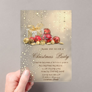 Invitaciones Acrílicas Regalos de Bolas de Navidad Fiesta de Navidad Dora