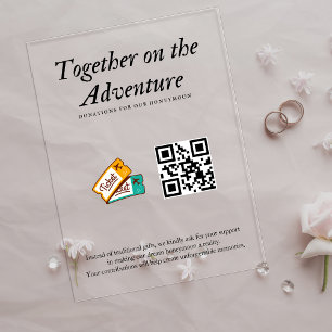 Invitaciones Acrílicas Registro de Boda Fondo de Luna de Miel Código Qr R