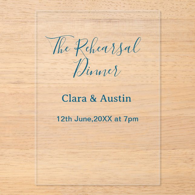 Invitaciones Acrílicas Rehearsal dinner the night before simple minimal m (Anverso)