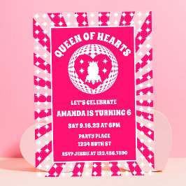 Invitaciones Acrílicas Reina Rosa Retro Del Corazón Cumpleaños