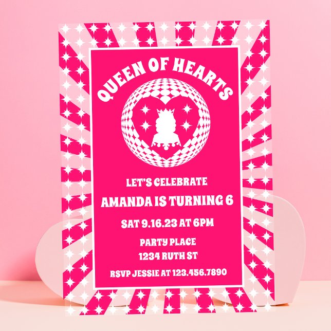Invitaciones Acrílicas Reina Rosa Retro Del Corazón Cumpleaños (Subido por el creador)