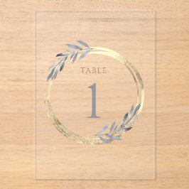 Invitaciones Acrílicas Relieve metalizado falso y azul polvoriento Número