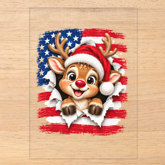 Invitaciones Acrílicas Reno americano de Navidad