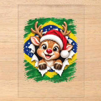 Invitaciones Acrílicas Reno de Navidad Brasileño