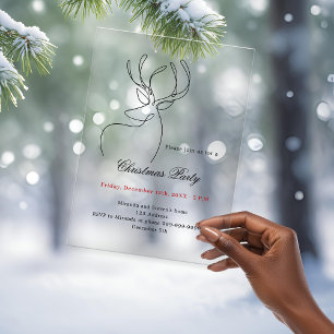 Invitaciones Acrílicas Reno de Navidad moderno escarchado fiesta abstract