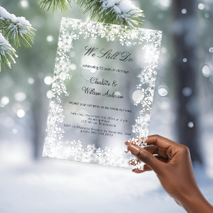 Invitaciones Acrílicas Renovación de votos de matrimonio con copos de nie
