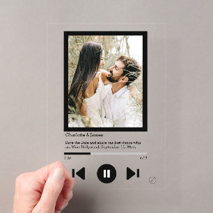 Invitaciones Acrílicas Reproductor de Música Guardar la Fecha Primera Fot