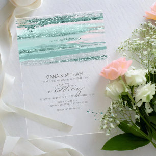 Invitaciones Acrílicas Resumen Paint Strokes Boda V3 ID886