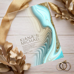 Invitaciones Acrílicas Resumen Purpurina Strata Boda ID903