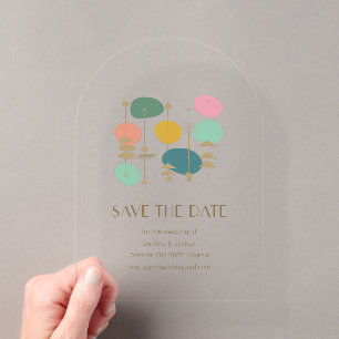 Invitaciones Acrílicas Retro Edad Atómica Moderno de Mitad de Siglo Salva