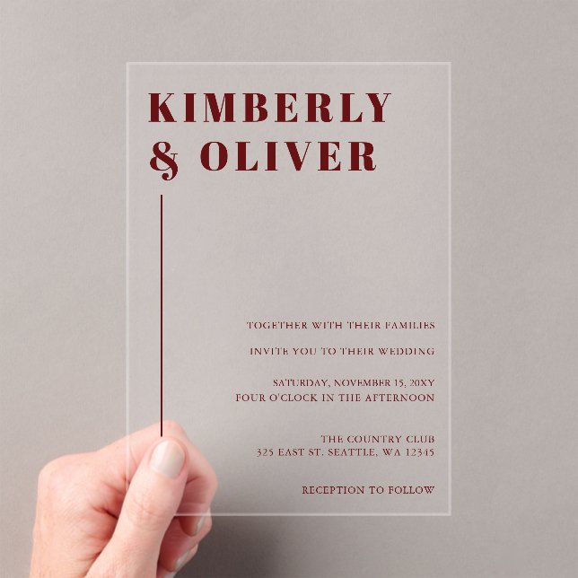 Invitaciones Acrílicas Retro Resumen Boda de Terracota Terrestre Naranja (Insitu (portátil))