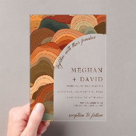 Invitaciones Acrílicas Retro Resumen Olas de Ondas Terracotta Naranja Bod
