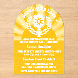 Invitaciones Acrílicas Retro Sunshine Pickleball Brillante Ducha