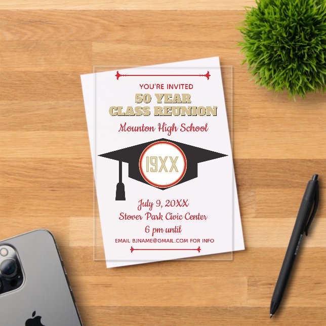Invitaciones Acrílicas Reunion Invite! Acrylic Class Reunion invitation (Insitu (Tarjeta de Invitación))