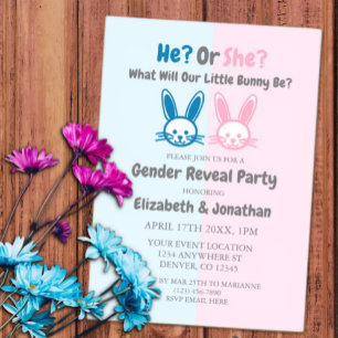 Invitaciones Acrílicas Revelación de género de conejito